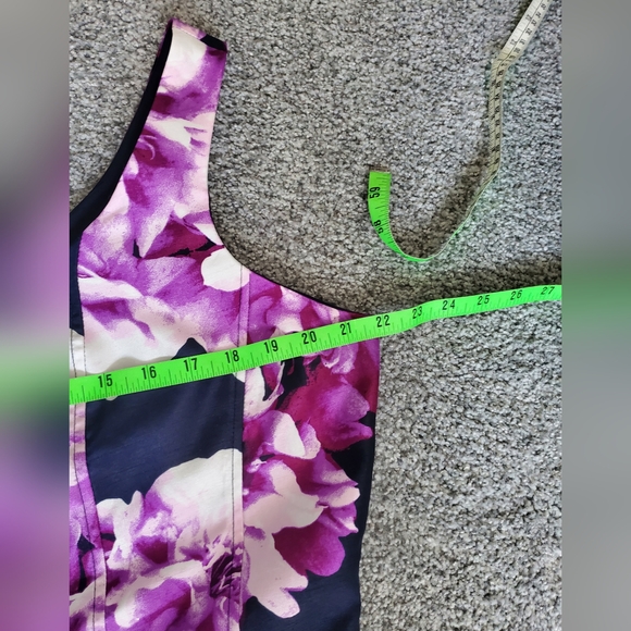 D B (Dress Barn) Floral Sleeveless Dress - Purple and Black SX 16 - Picture 2 of 8